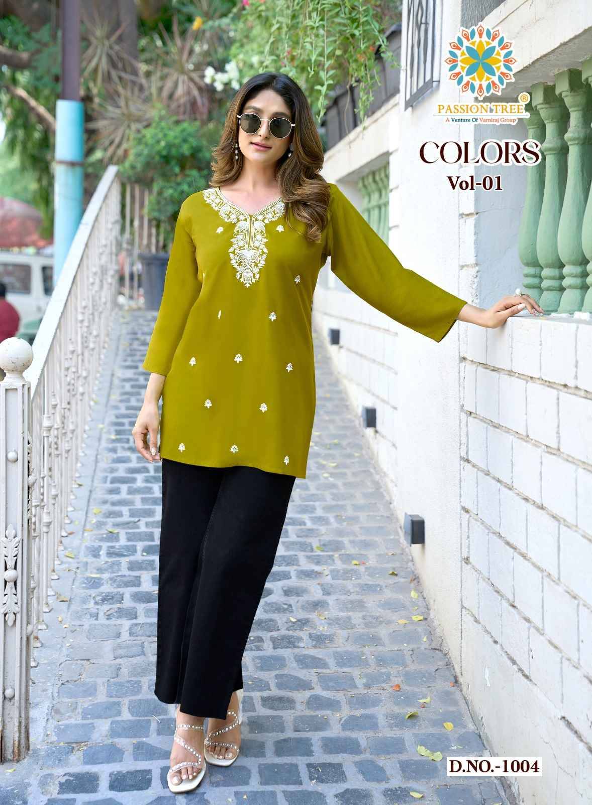COLORS VOL-1 By PASSION TREE 1001 To 1008 Series  Designer Ethnic Wear Collection Rayon Tops At Wholesale Price